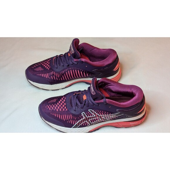 ASICS Women's Sz (7.5) GEL-Kayano 25  PUR/OR/PK/WHT Running Shoes #1012A026 - Picture 5 of 16